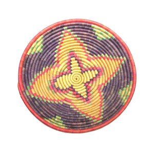 Coiled Basket Southwestern Boho Country Farmhouse Woven Bowl Decor 10.75 inch